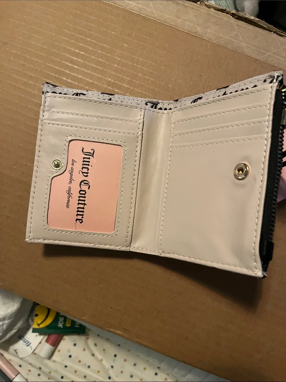 Juicy Couture Black Signature Toiletry Bag with Silver Heart Charm